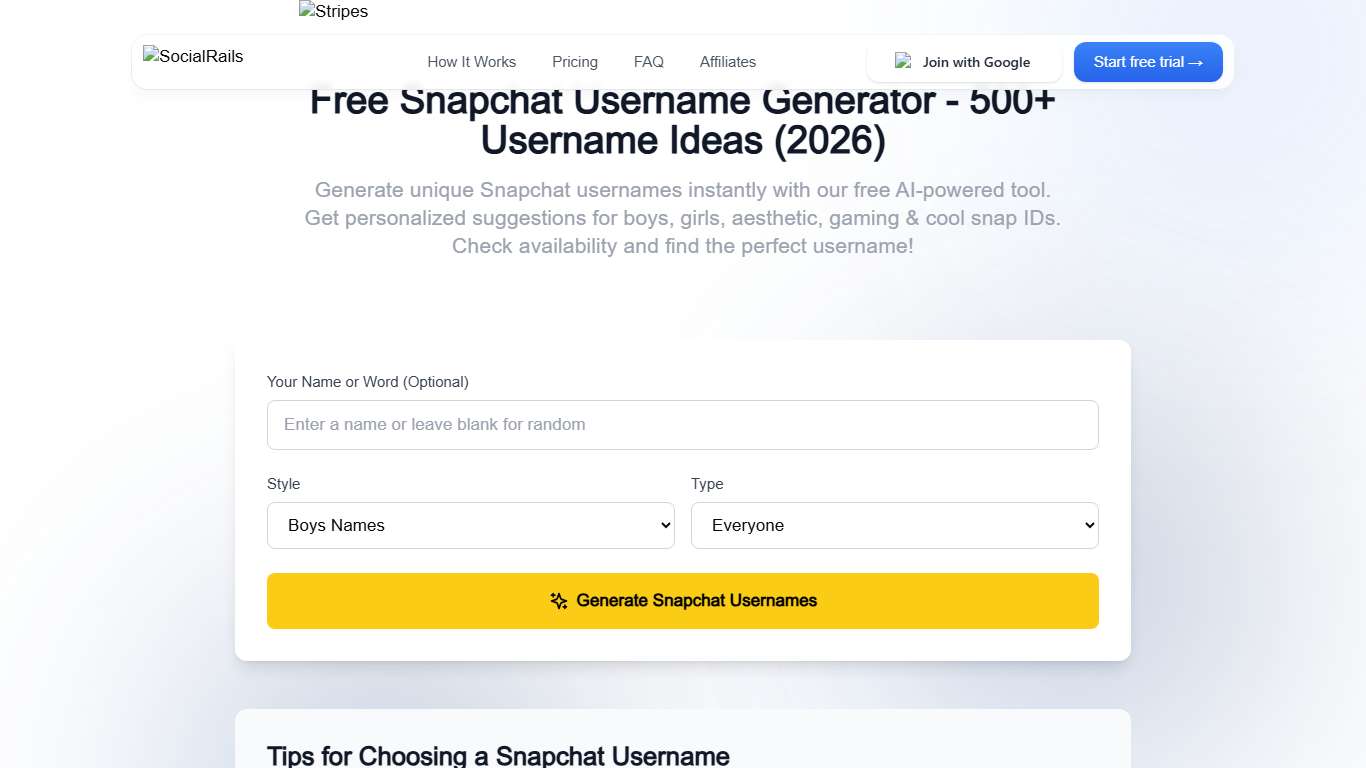 Snapchat Username Generator (2026): 500+ Ideas + Availability Checker