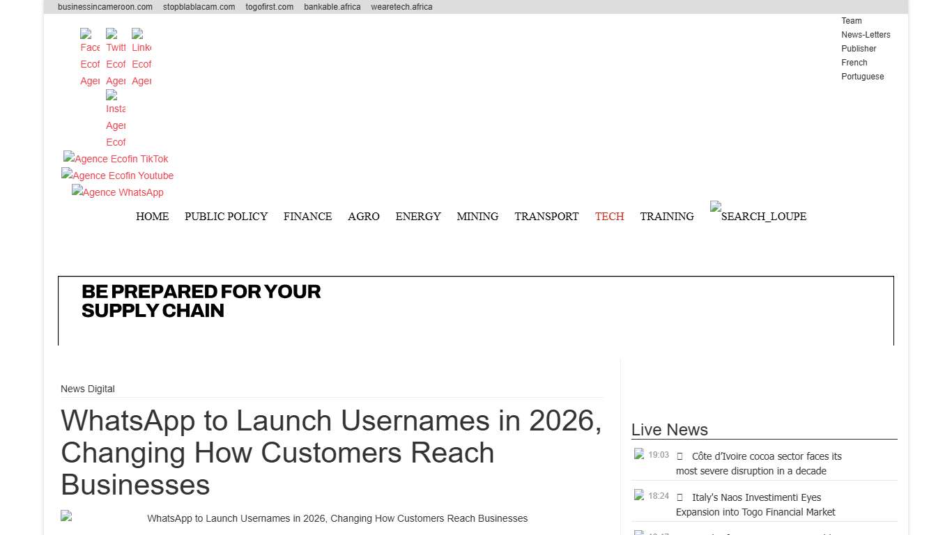 WhatsApp to Launch Usernames in 2026, Changing How Customers Reach Businesses - Ecofin Agency